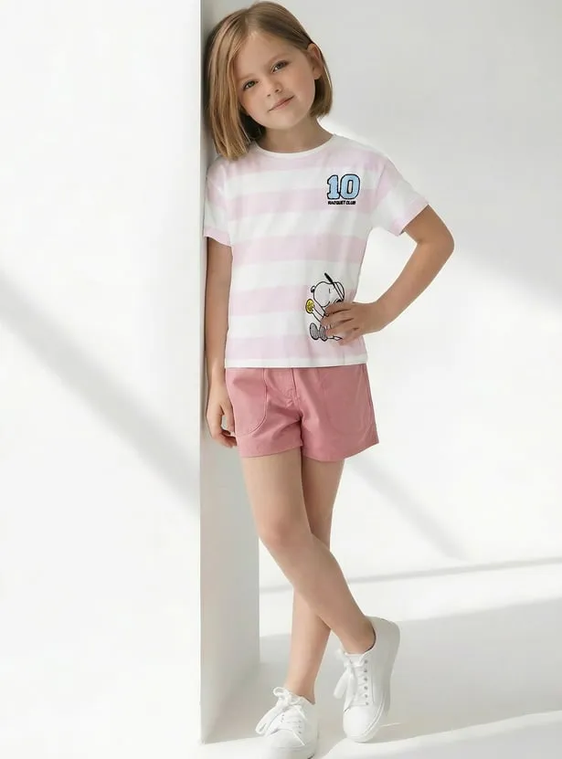 Girls Peanuts Print T-shirt